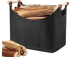 Houtmand Voor Haardhout - 50*40*32cm - Mand Voor Brandhout - Brandhoutmand - Opslag Binnen - Haardhout Mand - Opbergtas - Keuken Organiser - Opbergtassen - Opvouwbare Vilten Mand - Opbergmand - Voor het vervoer van hout, kranten, speelgoed, winkelen