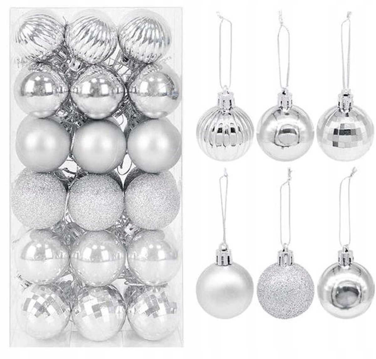 36 Zilveren Kerstballen Set - Ø 5,5 cm