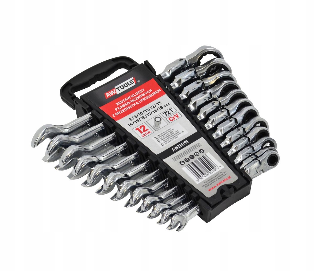 Awtools - Dopsleutelset - Płasko-Oczkowe - Grzechotka - 12 Stuks - 8-19mm