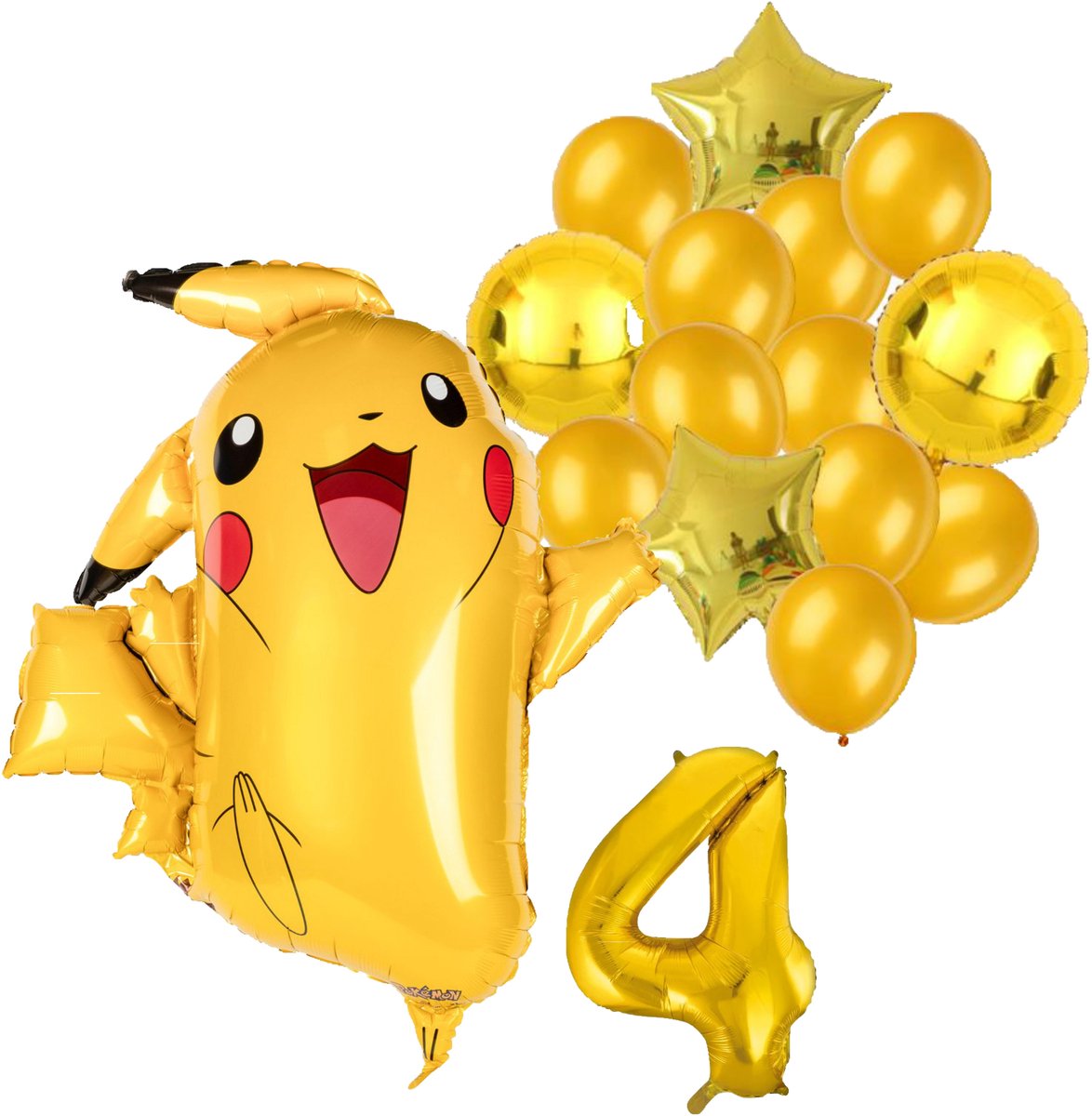 Pokemon ballon set - 62x78cm - Folie Ballon - Pokemon - Pikachu - Themafeest - 4 jaar - Verjaardag - Ballonnen - Versiering - Helium ballon