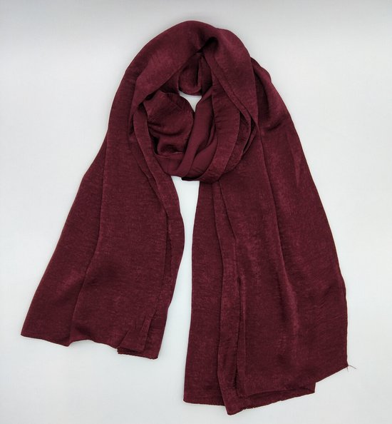 Lange glanzende dunne dames sjaal Alma-effen bordeaux rood donkerrood-omslagdoek-stola