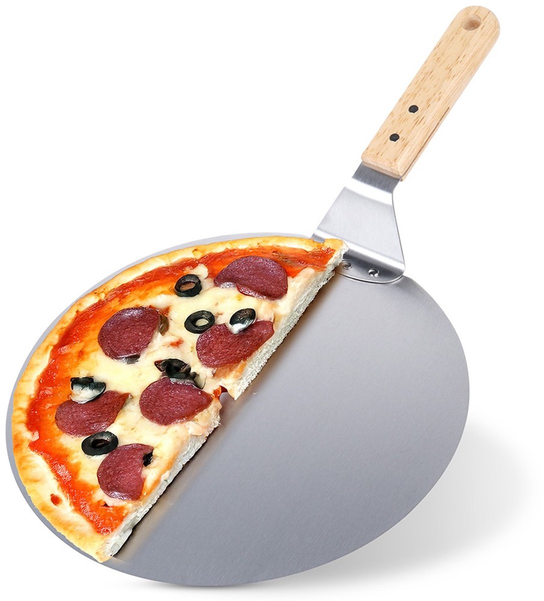 RVS Pizzaschep 48,5x30,5 cm met Houten Handvat