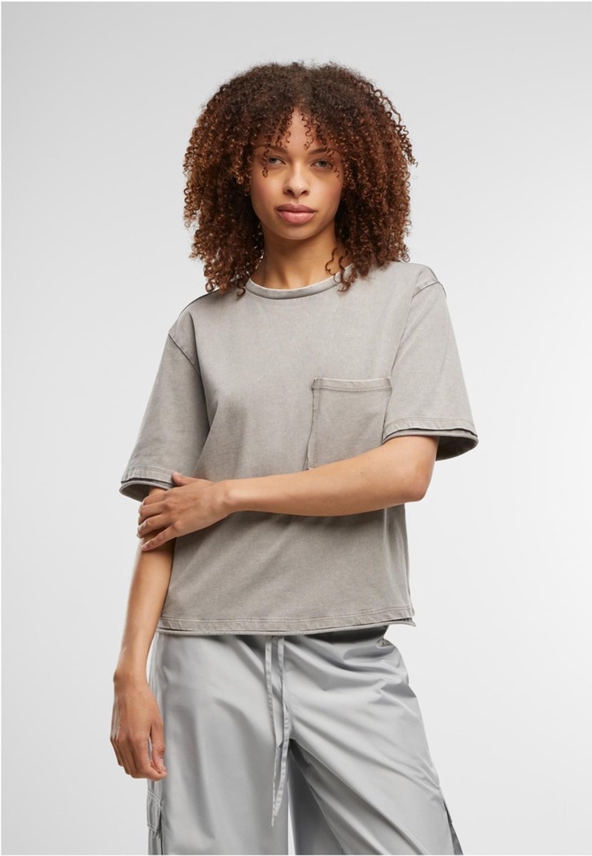 Urban Classics Washed Jersey Boxy Dames Tshirt XXL Grijs