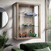 K-Möbel Vitrinekast hangend met 2 deuren & 2 in hoogte verstelbare glasplanken - 80x60x25 cm - Sonoma eiken