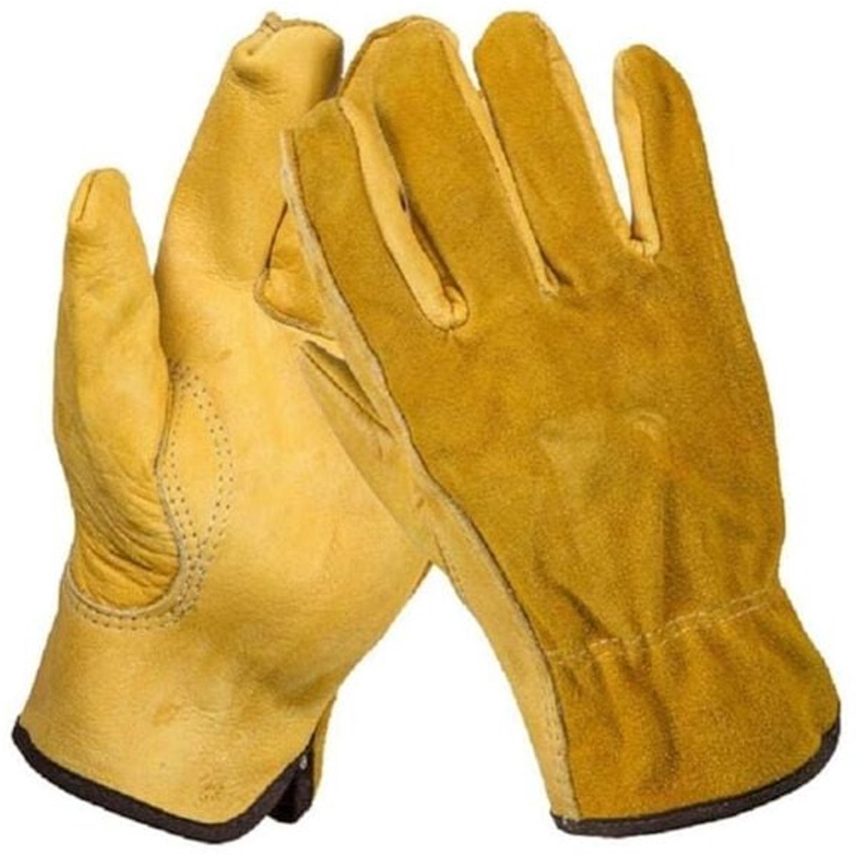 paar doornbestendige leren werkhandschoenen, tuinhandschoenen voor mannen en vrouwen, waterdicht, slanke pasvorm, versterkt, duurzaam en flexibel (maat groot)