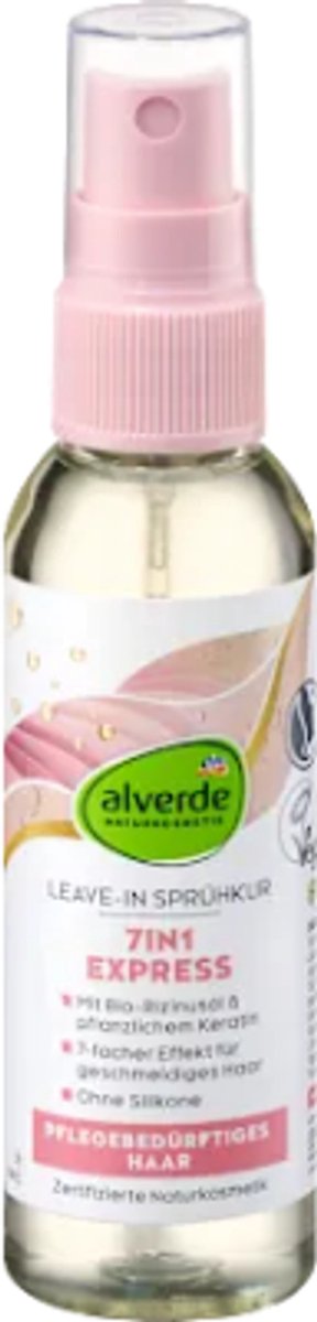 Alverde Naturkosmetik Leave In-spray - 7in1 Express Treatment | 1x 75 ml - Met biologische ricinusolie en plantaardige keratine