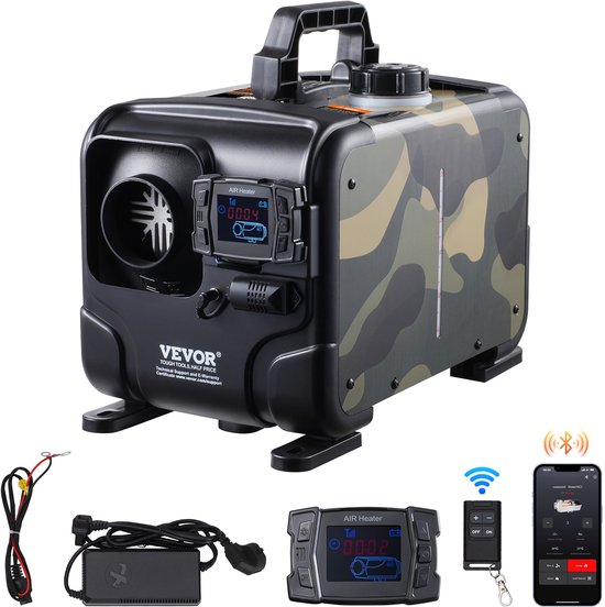 VEVOR diesel luchtverwarmer dieselkachel 8kW 12V/24V Bluetooth APP bediening VEVOR Diesel Luchtverwarmer Dieselverwarmer Bluetooth APP-bediening Alles-in-één diesel luchtverwarmer met Bluetooth-app