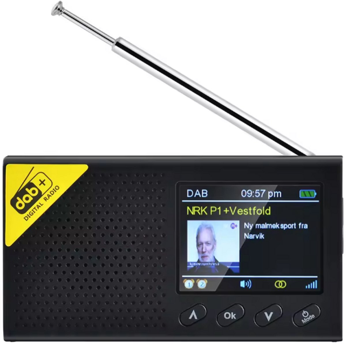 Ikello Draagbare DAB+/FM radio met Bluetooth en oplaadbare batterij - Wekkerradio - Noodradio - Zwart
