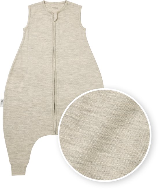 Meyco Baby Studio Collection Merino Slaapoverall Jumper Met Vaste Mouw - Merinowol - Sand Melange - 80cm - 0.5 TOG
