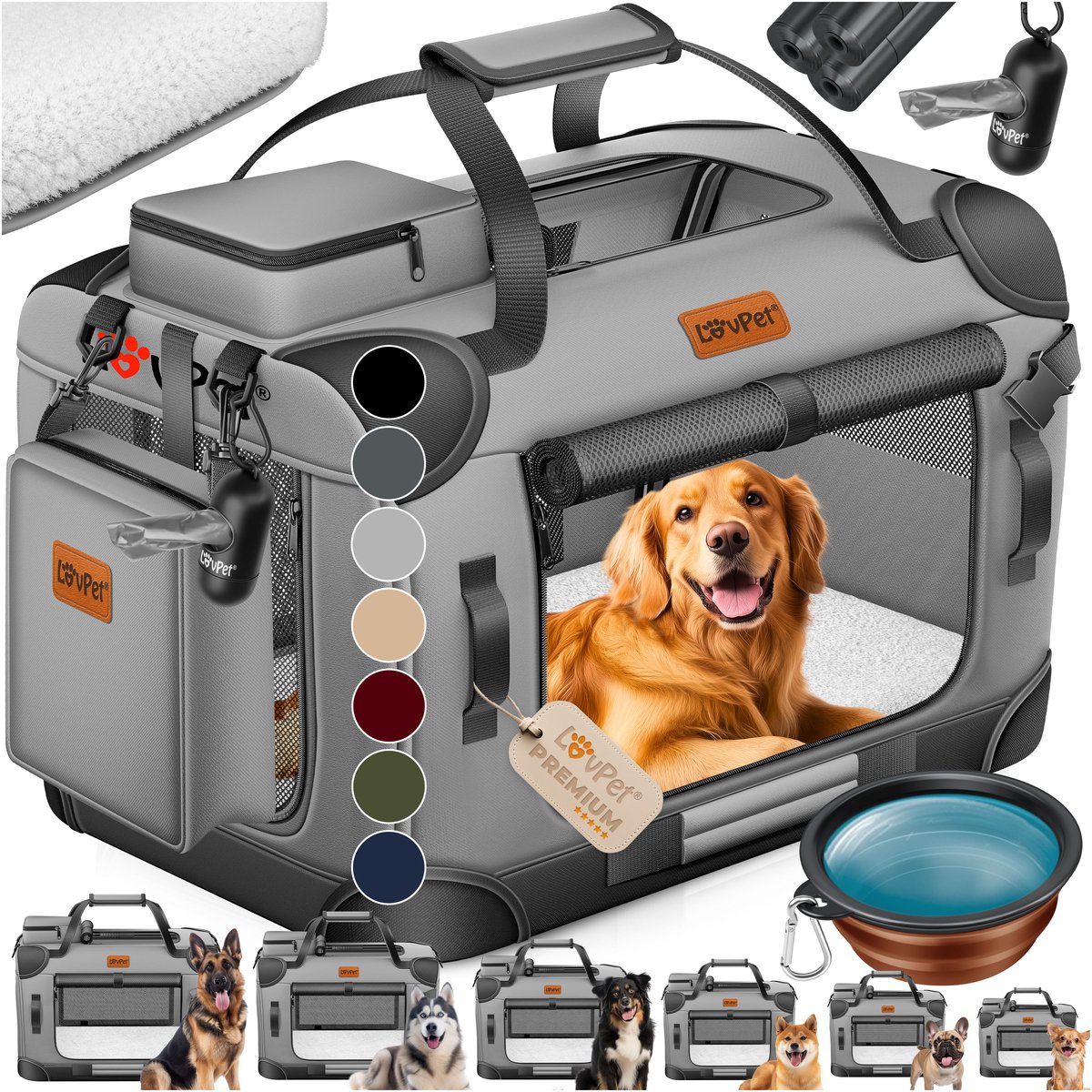 Lovepet – Transportbox Voor Honden – Reisbench – Opvouwbaar Incl Maat Xxl 91 4x63 5x63 5 Cm 0 Khaki Groen