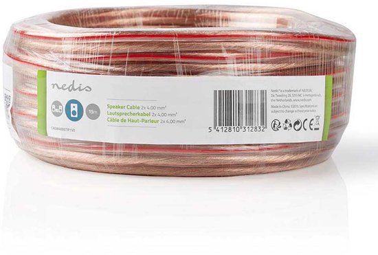 Nedis CAGW4000TR150, Aluminium cuivré (CCA), 15 m, Transparent