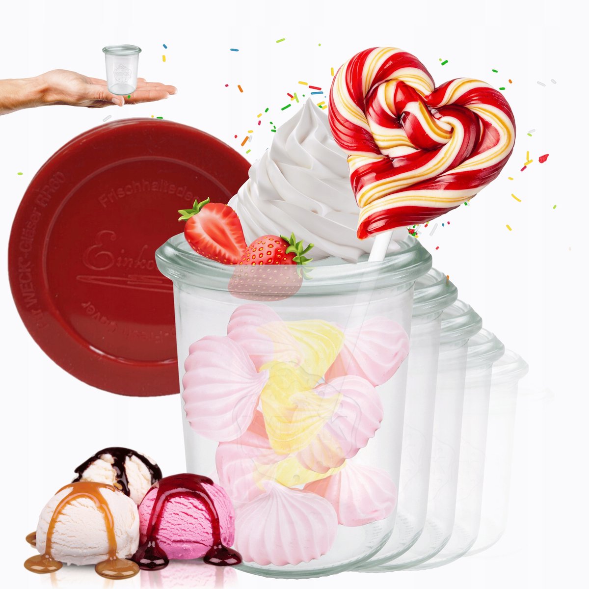Weck Glazen Potten 160ml met Siliconen Deksel - Set van 6