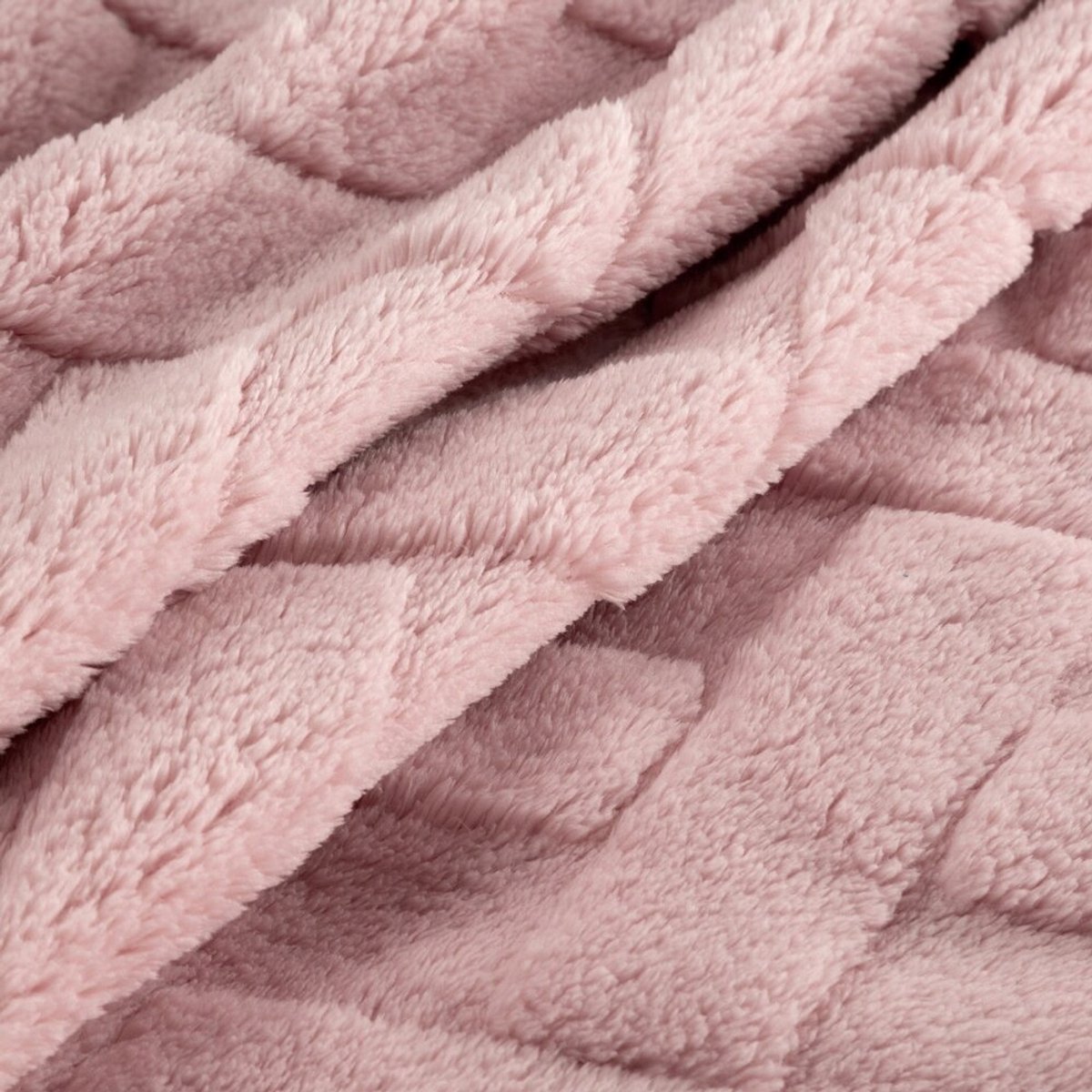 CARO Plaid 150x200cm - Zacht Roze, 3D Geruite Pluche