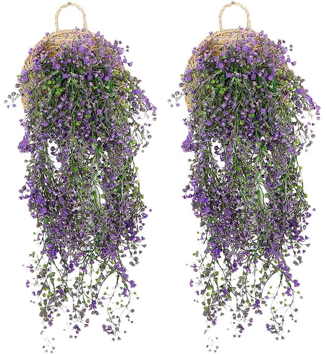 Ibenzoa Set van twee paarse kunstbloemen voor decoratie binnen en buiten Kleurjik