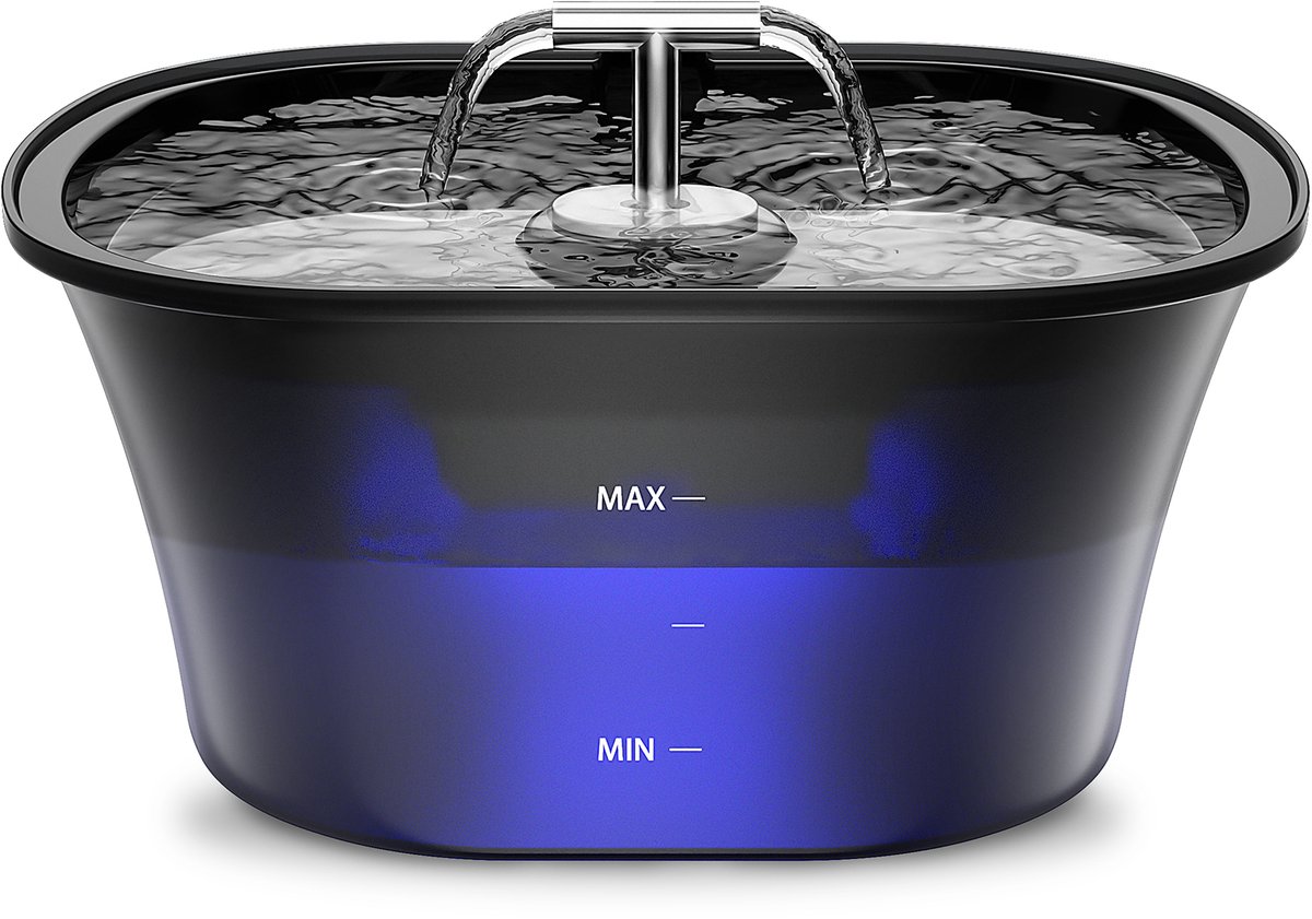 Balimo Max Drinkfontein - Waterfontein voor Katten en Honden - Fluisterstil - 2.5 L - incl Filter - Zwart - Kattenfontein
