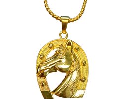 Ketting Paardenhoofd Goudkleurig – 60 cm Ketting met Paard Hanger – Cadeau voor Paardenliefhebber – Inclusief Doosje