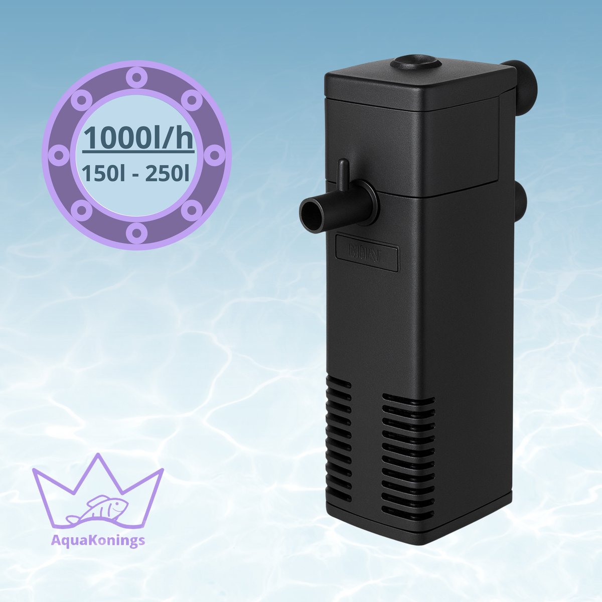 AquaKonings - Aquariumfilter 1000L/H 150L-250L – Aquarium filter pomp – Zuurstofpomp