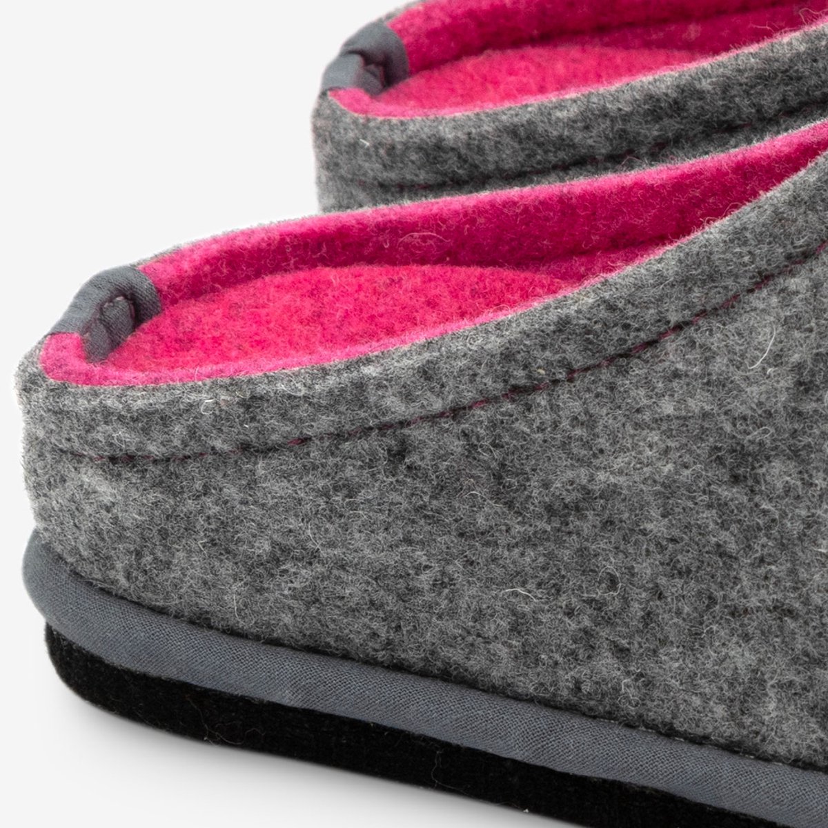 Loewenweiss Lowenweiss Easy Bicolore - Handgemaakte Pantoffels Gekookte Wol - Grijs / Fuchsia GRIJS - Maat 38