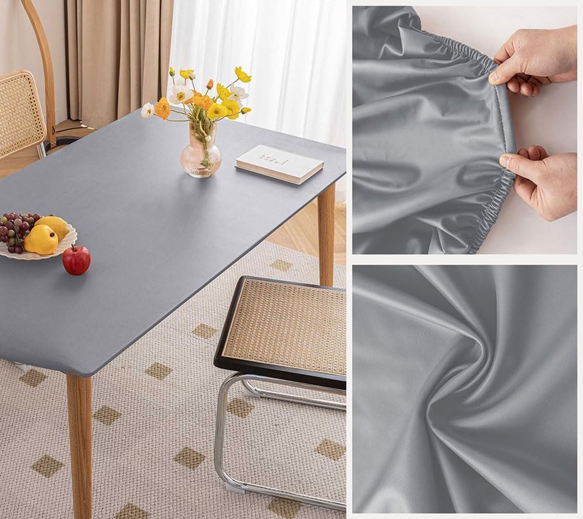 Candala Rond Tafelkleed – 90 x 150 cm – PVC – Grijs