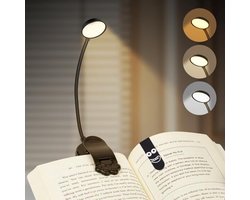 LED Clip Lamp voor het Lezen - 3 Kleuren en Dimbaar - USB Oplaadbaar met Flexibele Nek