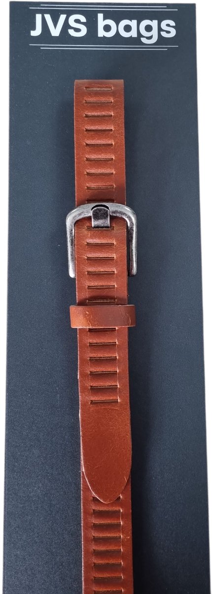Leren Geperforeerde Sleufjes Riem voor Dames en Heren - Breedte 3cm - Unisex Ceintuur - Echt Leer totaal lengte 115 cm / riemmaat 95 Cognac