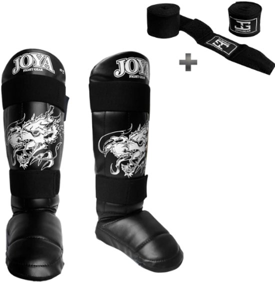 Joya Dragon Scheenbeschermers Kinderen – Maat S – Kickboksen – Optimale Bescherming & Comfort – Wit – Incl. Bandage
