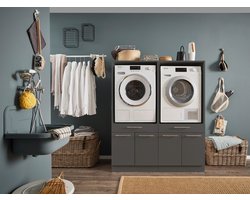 Duo Wasmachine kast - Wasmachine verhoger - Duo wasmachine meubel - Wasmachine en droger ombouw meubel - Antraciet - Hoogte 167 cm - Wasmachine ombouwkast