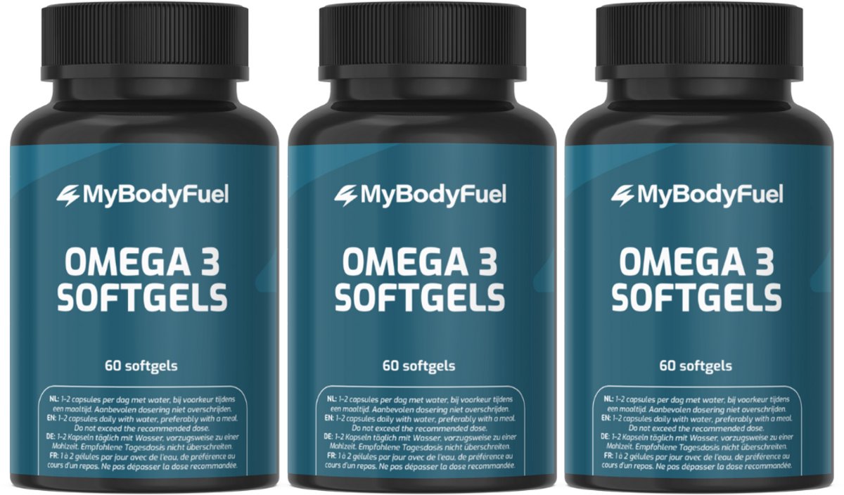 MyBodyFuel - Omega 3 Visolie Capsules - 3 Pack - 1000 mg - EPA & DHA - 180 Softgels