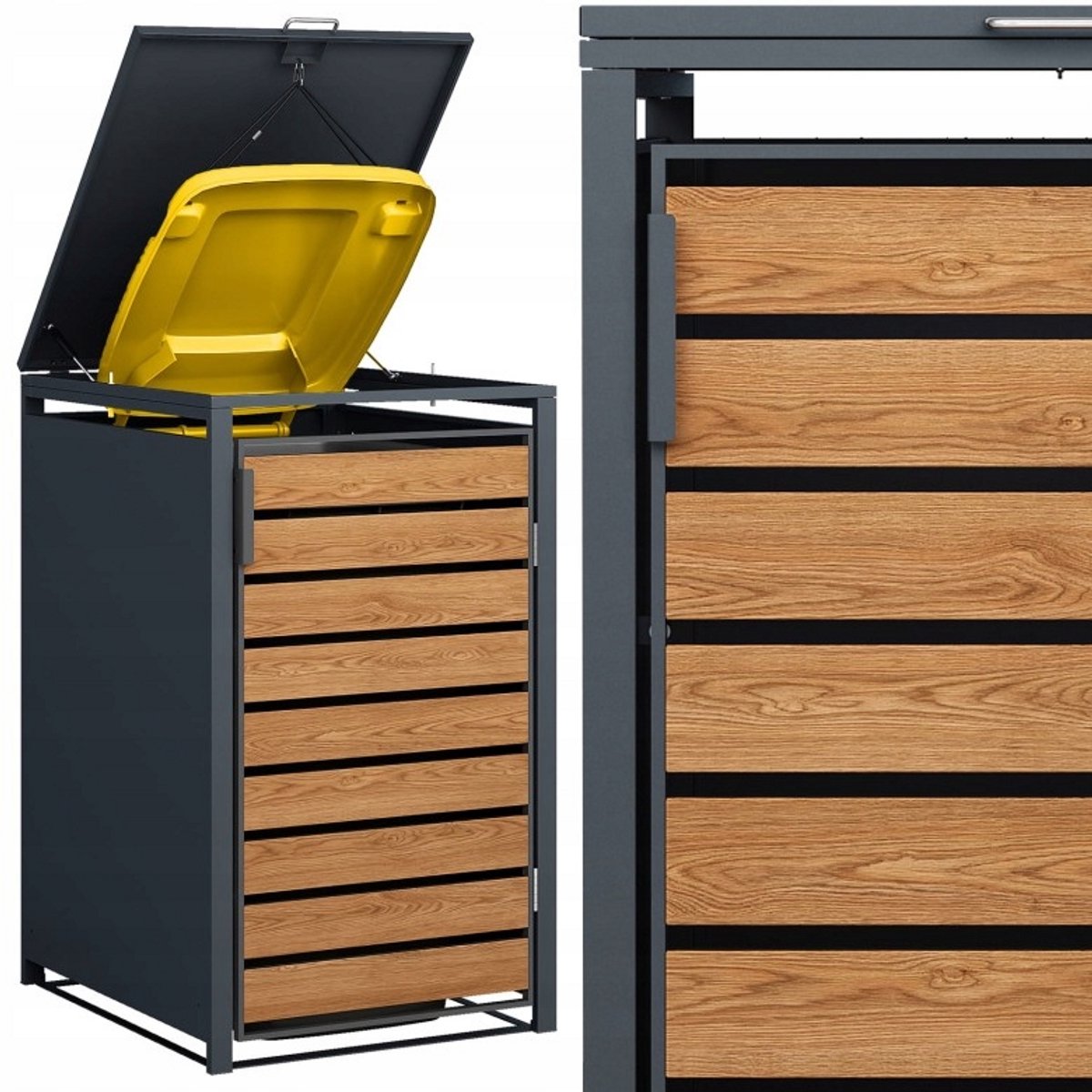 VikingChoice - Container ombouw - 1 kliko - 240 liter - antraciet, houtlook