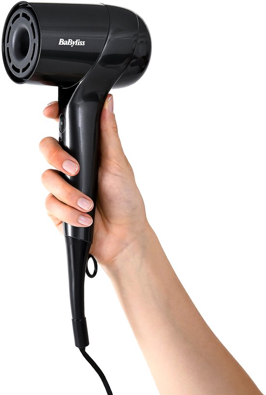 BaByliss Titanium Shine Föhn D6200DE - Compacte en Krachtige Haardroger met Diffuser - Lichtgewicht Digitale Motor - Ionische functie voor Minder Pluizig Haar - 3 Temperaturen en Snelheden