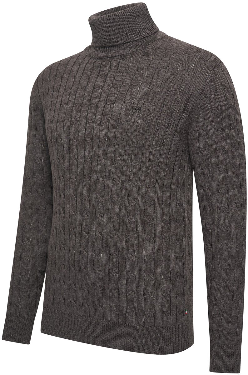 Cappuccino Italia - Heren Trui Aosta Cable Pullover - Grijs - Maat XXL