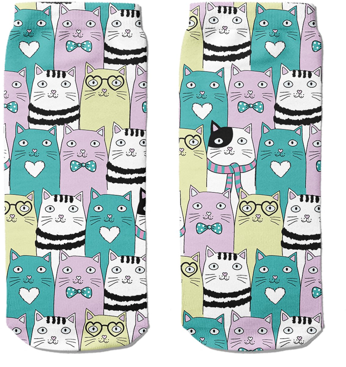 Goby Kleurrijke Katten Enkelsokken – Happy Socks – Grappige Sokken - Vrolijke Sokken – Maat 35–39