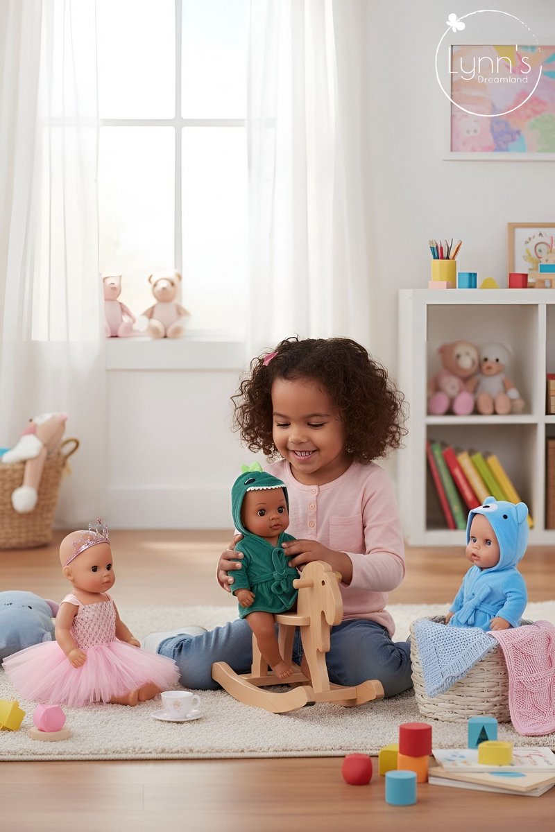 Poppenkleertjes voor babypop 43 cm - Blauwe beer badjas - In cadeauzakje - Poppenkleding geschikt voor o.a. Baby Born pop — afbeelding 8