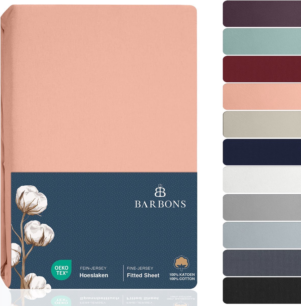 BARBONS hoeslaken 120x200 - hoeslakens Jersey 145 g/m² - 100% katoen - roze