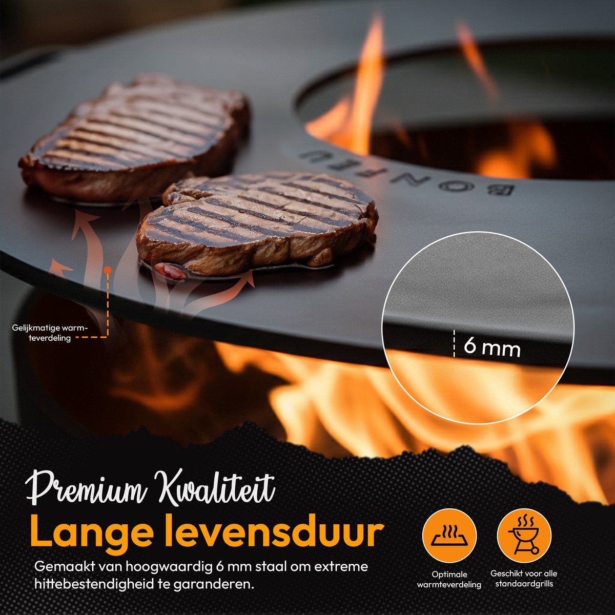 BonFeu BonPlancha Plancha 150 cm - For Fire Bowl 150 cm - Steel 6 mm