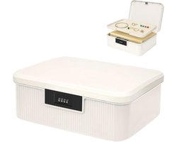 Afsluitbare medicijnbox met cijferslot - 2 lagen, opbergdoos voor waardevolle spullen, wit, 26 x 22 x 12 cm