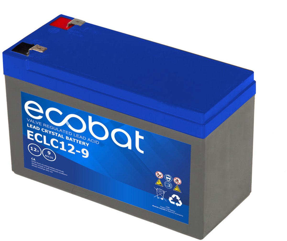 Ecobat - 9AH AGM accu voor uw scootmobiel (Ecobat) - 15.1 cm x 6.5 cm x 10.1 cm (LxBxH)