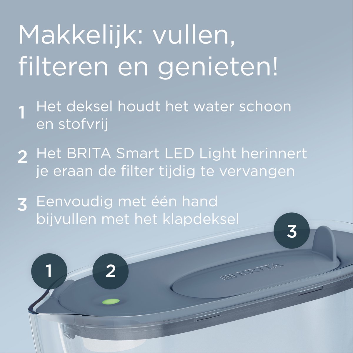 BRITA waterfilterkan Style Essential Blauw (2,4L) incl. 6x MAXTRA PRO Pure Performance - past in de koelkast, met Smart LED Light & klapdeksel, wordt verzonden in een duurzame verpakking — afbeelding 6