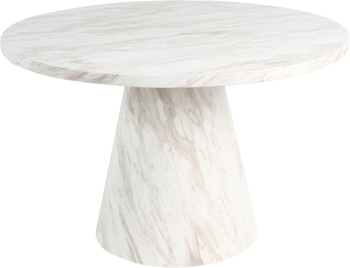 BELIANI MER - Eettafel - Marmereffect/Wit - ⌀ 120 cm - MDF