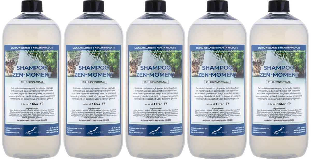 Shampoo Zen Moment - 1 liter (transparant) - 5 Stuks - Voordeelverpakking - Haarverzorging