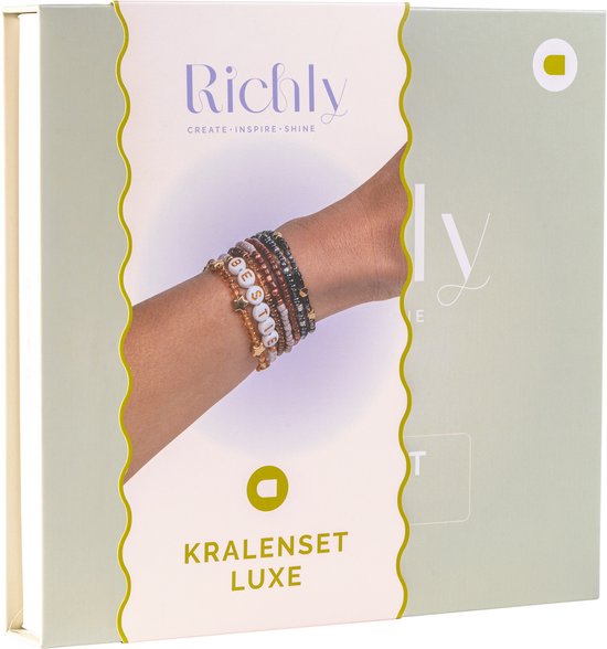 RICHLY® Luxe Kralenset - Sieraden maken voor meisjes & dames - Bruin, Goud & Herfstkleuren - Met Letterkralen, Gouden Spacer Beads, Instructieboekje & Luxe Verpakking