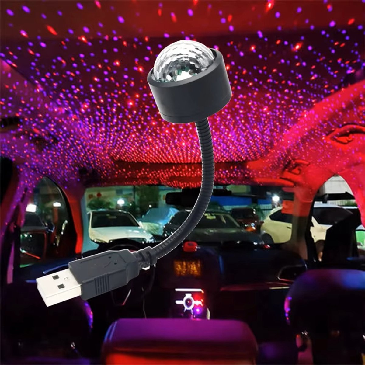 Mini LED Disco Nachtlampje Projector – USB Sfeerlamp plug-and-play ontwerp en USB-aansluiting - flexibele metalen hals – foto 6