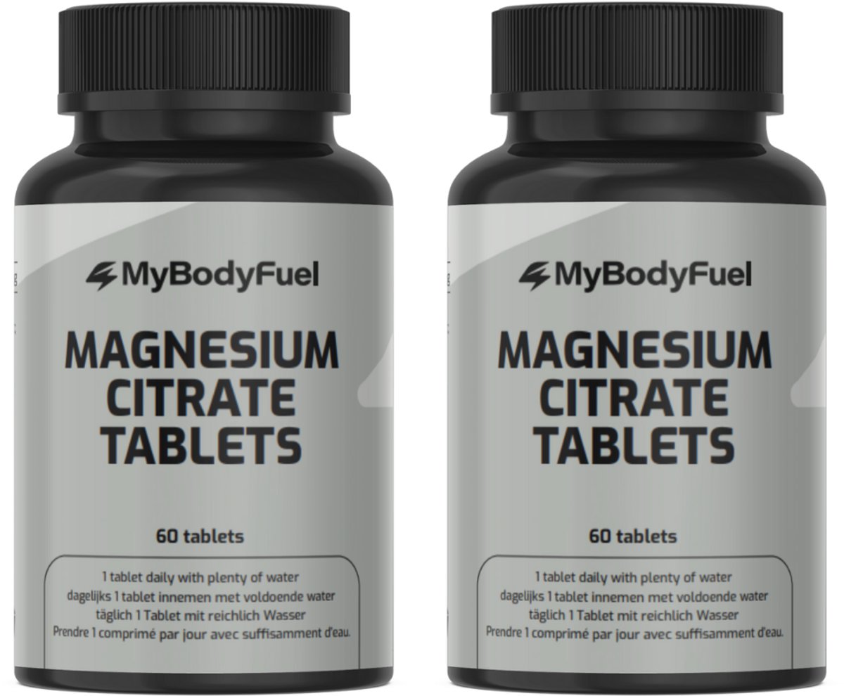 MyBodyFuel - Magnesium Citraat 200 mg - 2 Pack (120 Tabletten) - Hoog opneembaar Magnesium Supplement