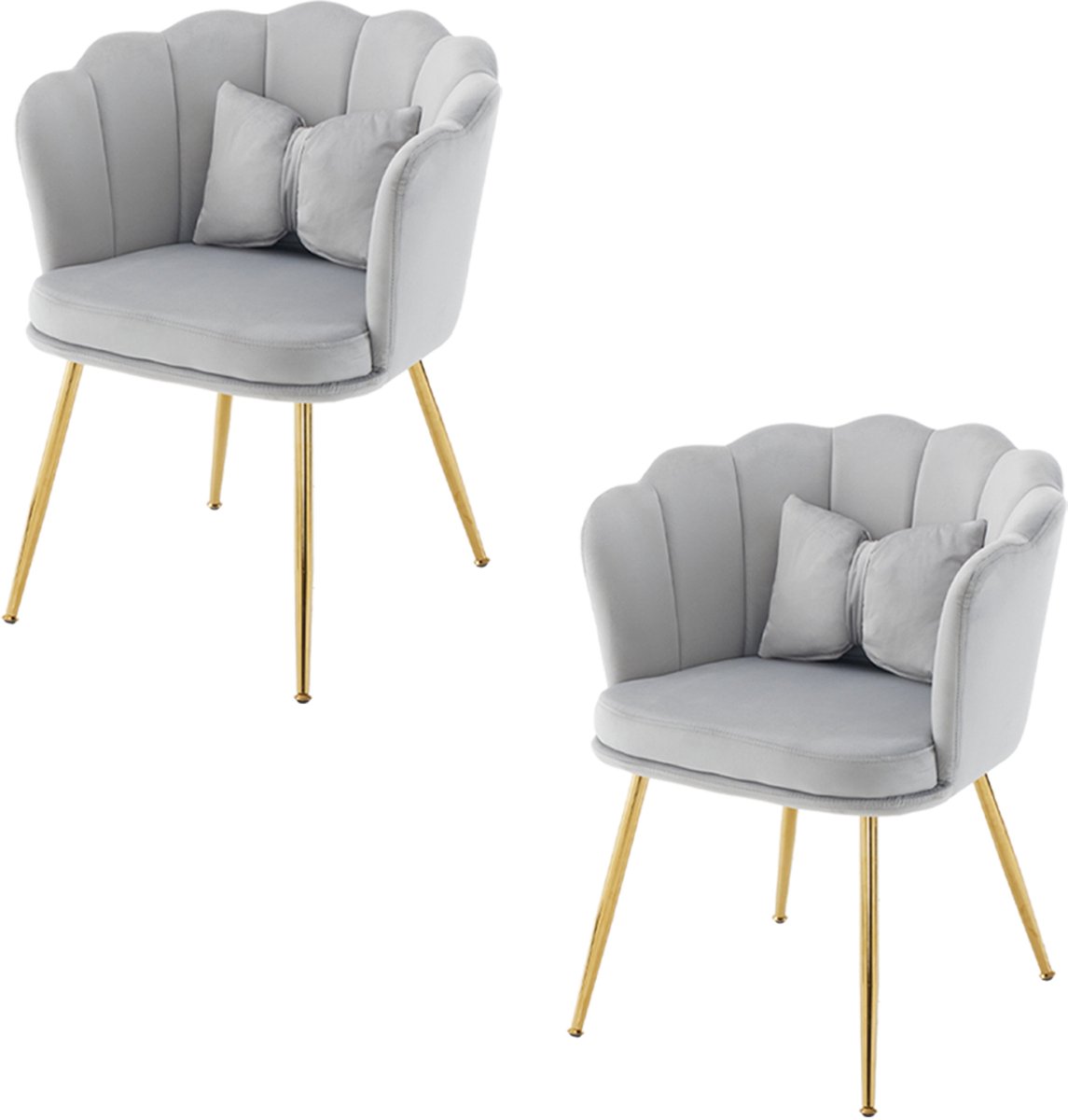 HAUSS SPOLE Eetkamerstoelen - 62x54,5x77 cm - Set Van 2 Armleuningen Bloem Rug - Fluweel - Grijs