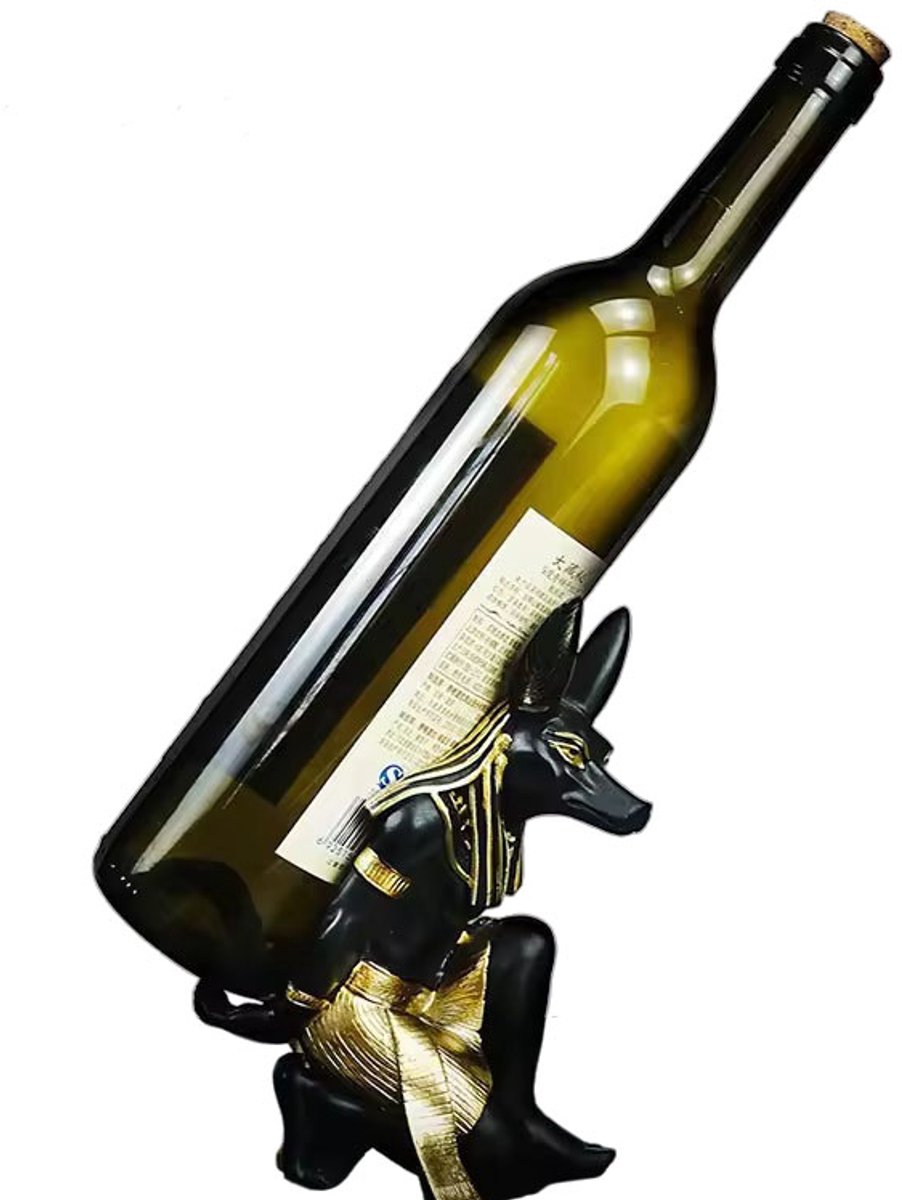Egyptische hond wijnrek - Sterke drank houder - Cadeau - Flessenhouder - 0,75 L