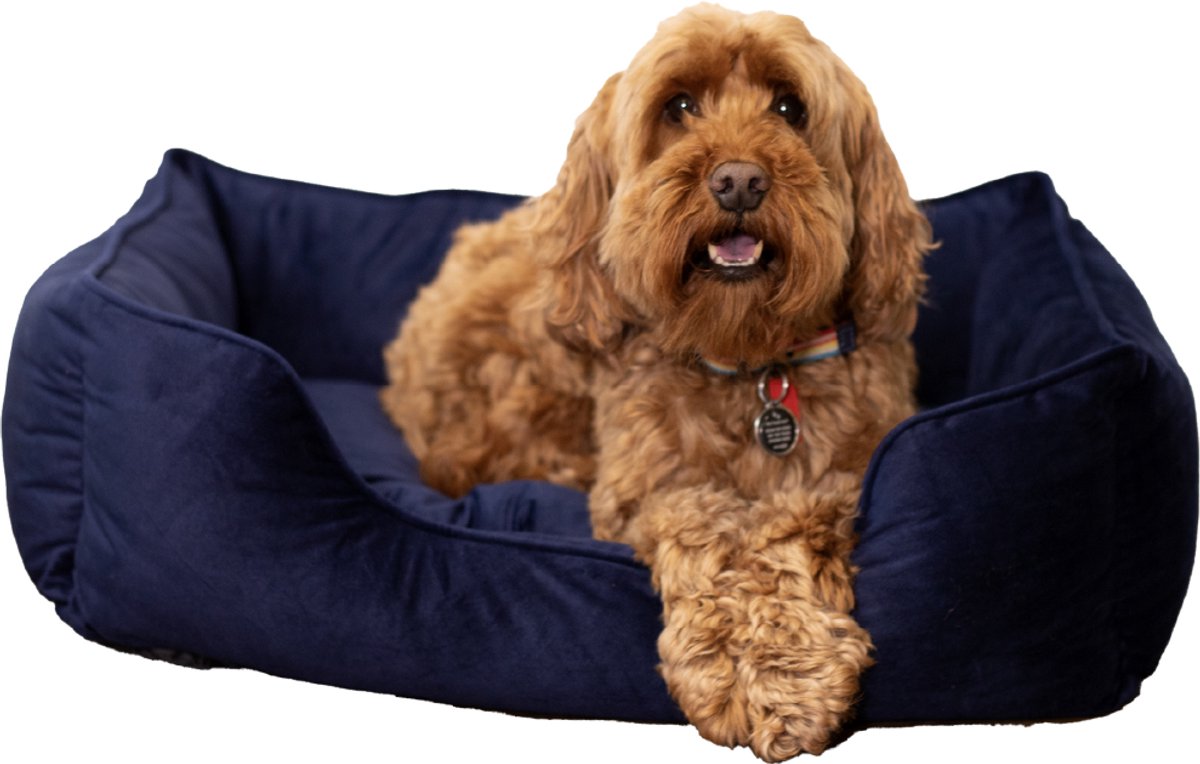 Rosewood Luxe Fluwelen Hondenmand – Small – Zachte en comfortabele hondenmand – Navy Blauw – Stijlvol ligbed voor honden en katten - 46 x 36 cm