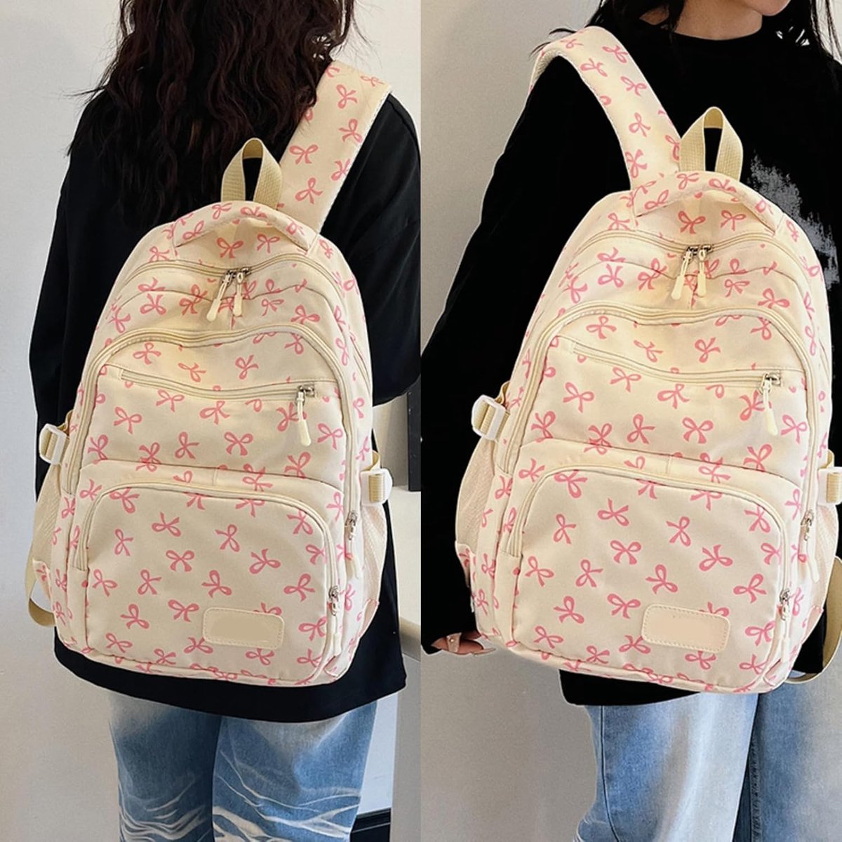 Schooltas - Rugtas - Tas - Rugtas Meisje - Schoolrugzak - 3-Pack Schattige Strik-Rugzakset - Esthetische Strik-Schooltas voor Dames en Meisjes - Grote Capaciteit Bedrukte Tas - voor Reizen, School, Woon-Werkverkeer — cadeau in Mode & Accessoires - foto 5