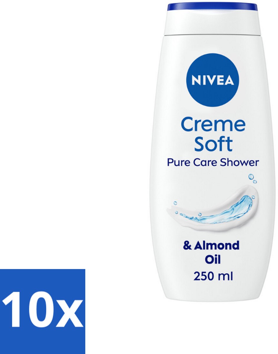10 x NIVEA Douchecrème Soft 250 ml - Douchecrème - Hydratatie - Amandelolie - Zachte Huid - Voedend Schuim