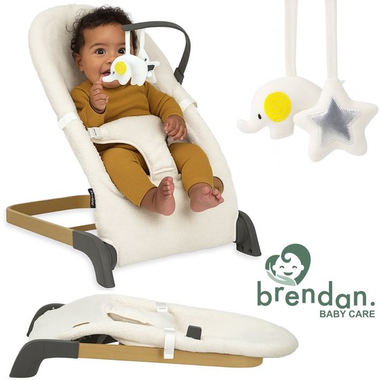 Opvouwbare & Lichtgewicht Wipstoel met Gratis Speelboog - Comfortabel & Veilig - Geboorte tot 2 Jaar - Wipstoel Baby - Afneembare & Wasbare Hoes - Brendan Baby Care