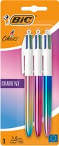 BIC 4 Kleuren Gradient - Balpennen - Klikmechanisme - Pennen - Balpen - Pennen - Blauw, Zwart, Rood, Groen - 3 Stuks